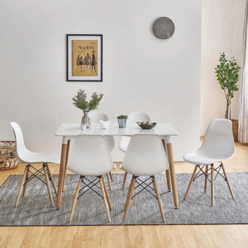 Mesa Eames 140x80 + 6 sillas Eames