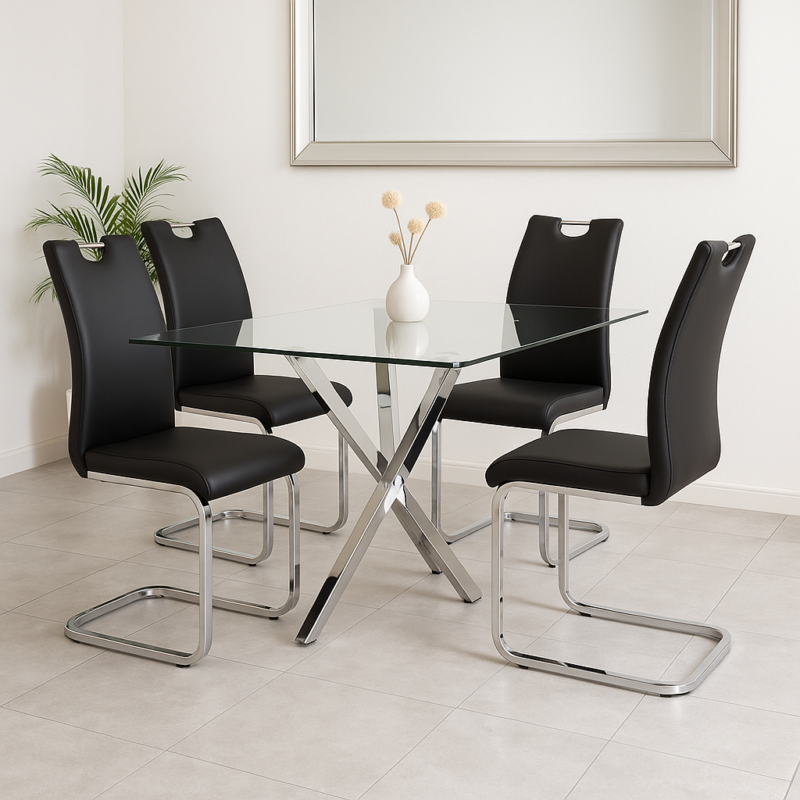 Silla becca negra eco cuero x 4