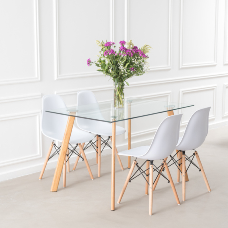 Mesa Ferra 120x80 + 4 sillas Eames
