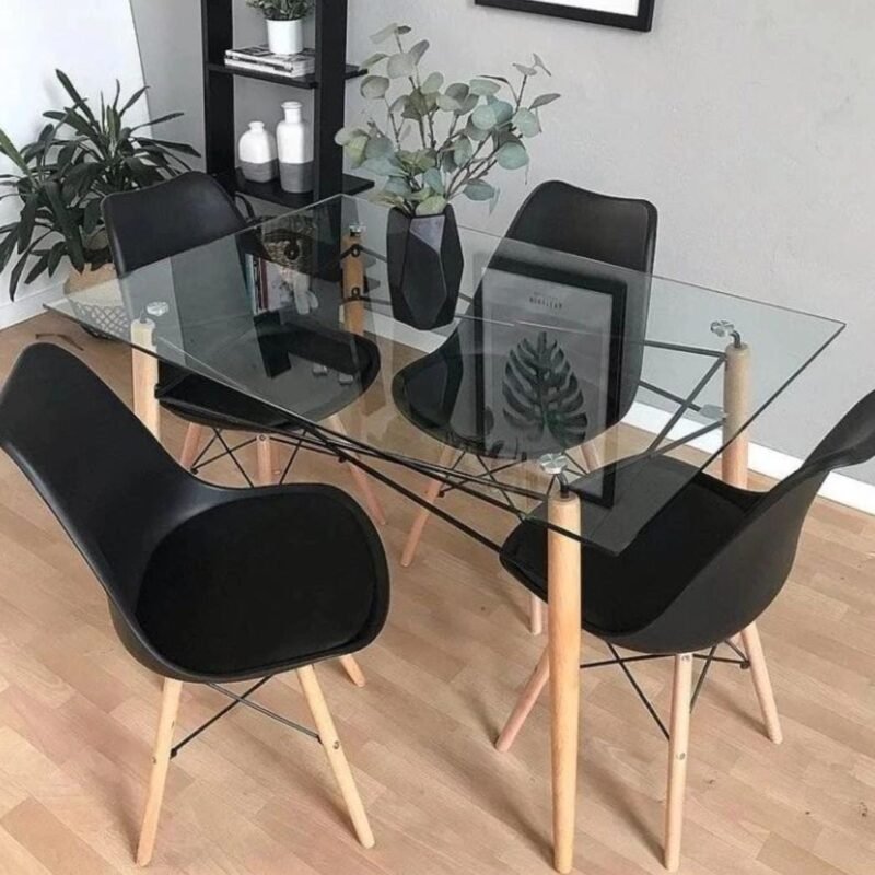 Mesa Eames 120x80 + 4 sillas eames con almohadon