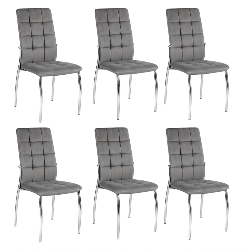 Pack x6 Sillas Vieytes Gris Capitoné