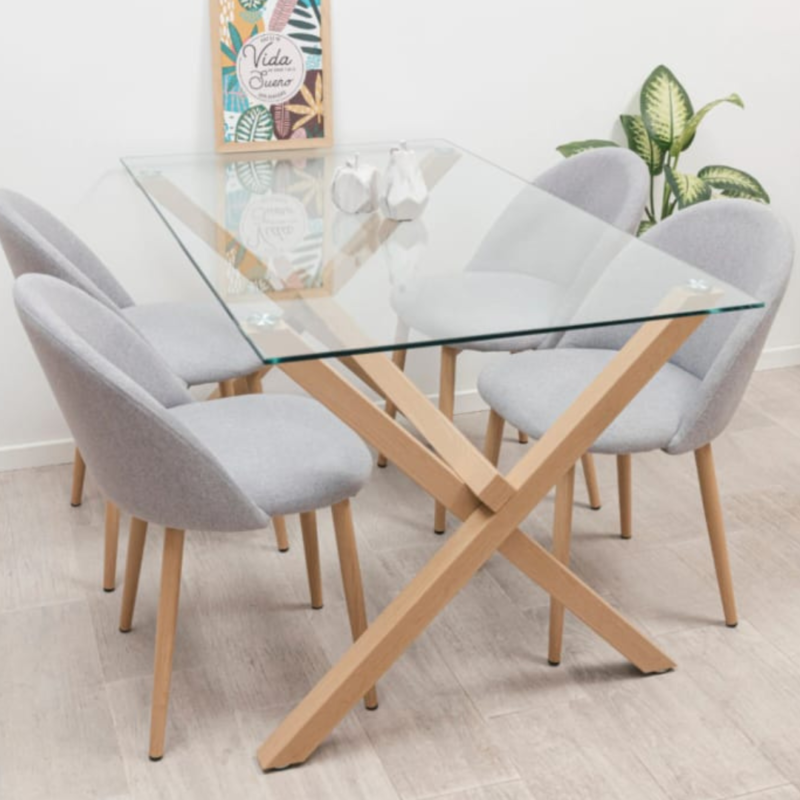 Mesa Esme 140x80 más Sillas Thea lino