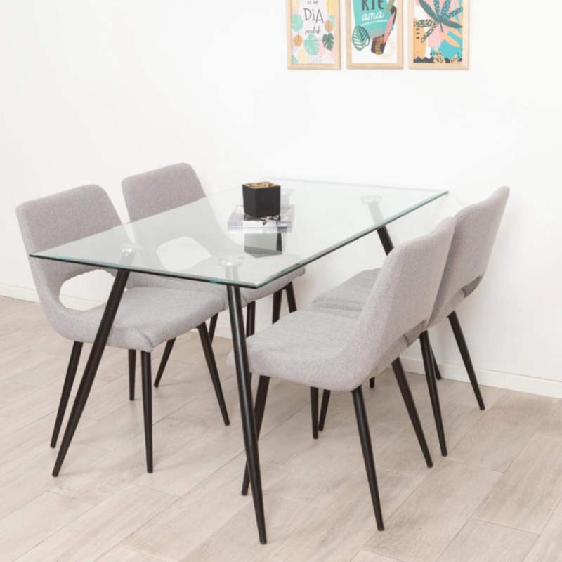 Mesa nerd 160x90 + 4 sillas gris