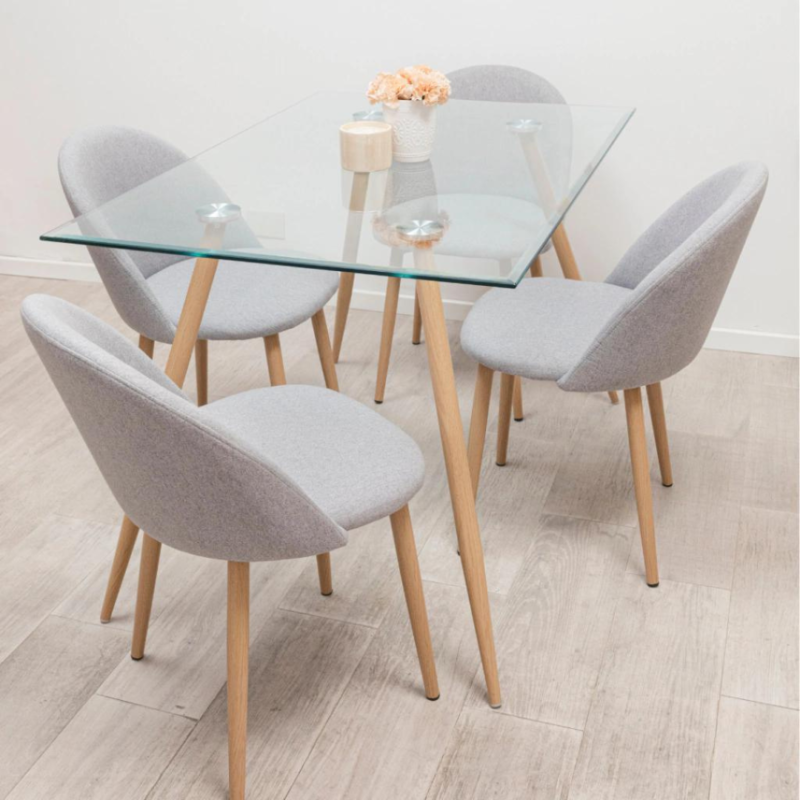 Mesa nerd 120x80 + 4 sillas  Lino Gris