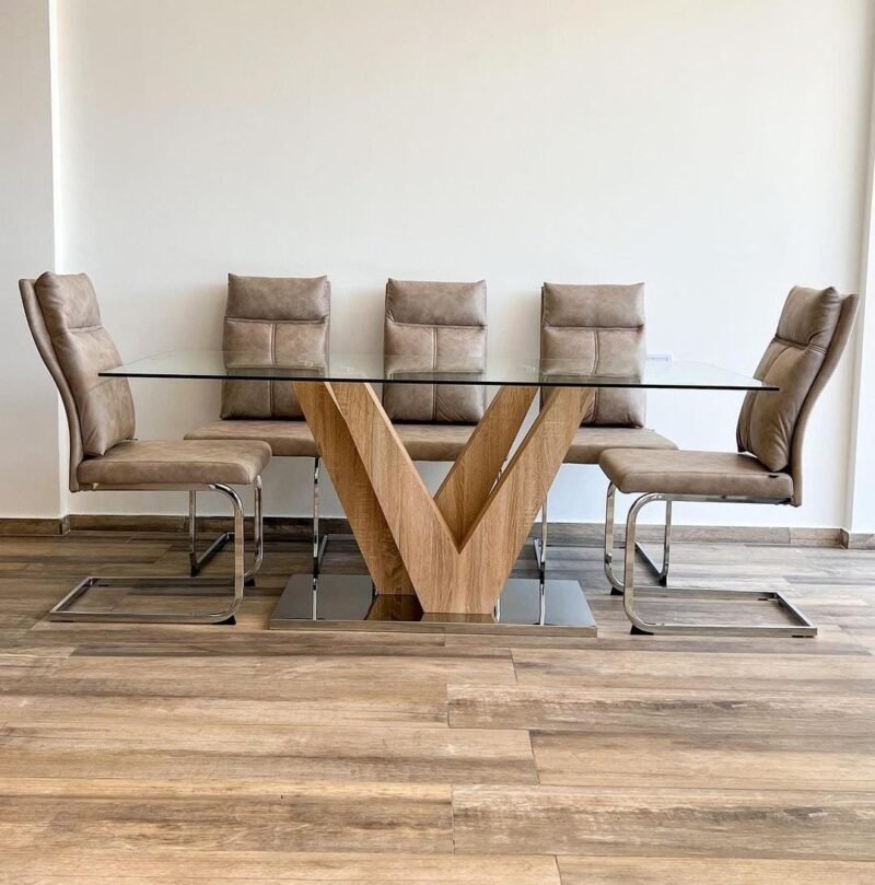 Mesa simil madera160+ 6 sillas