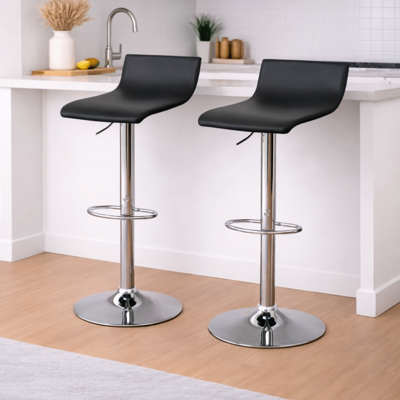 Banqueta eco cuero negra x 2 regulable