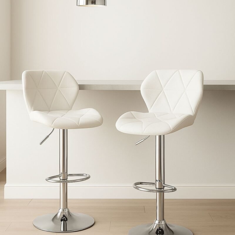 Banqueta eco cuero katy blanco x 2