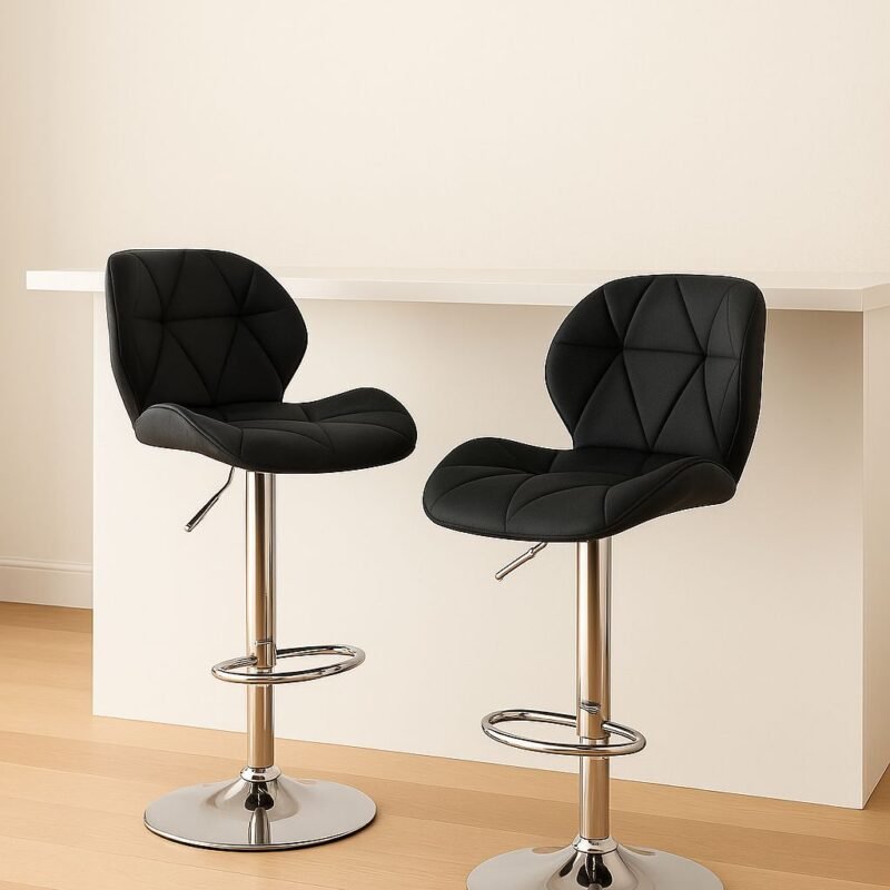 Banqueta eco cuero katy negra x 2