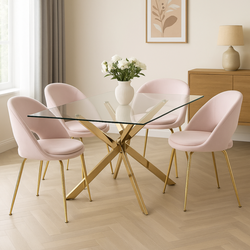 Silla ORB Rosa gold pana importada x 4 - Imagen 3