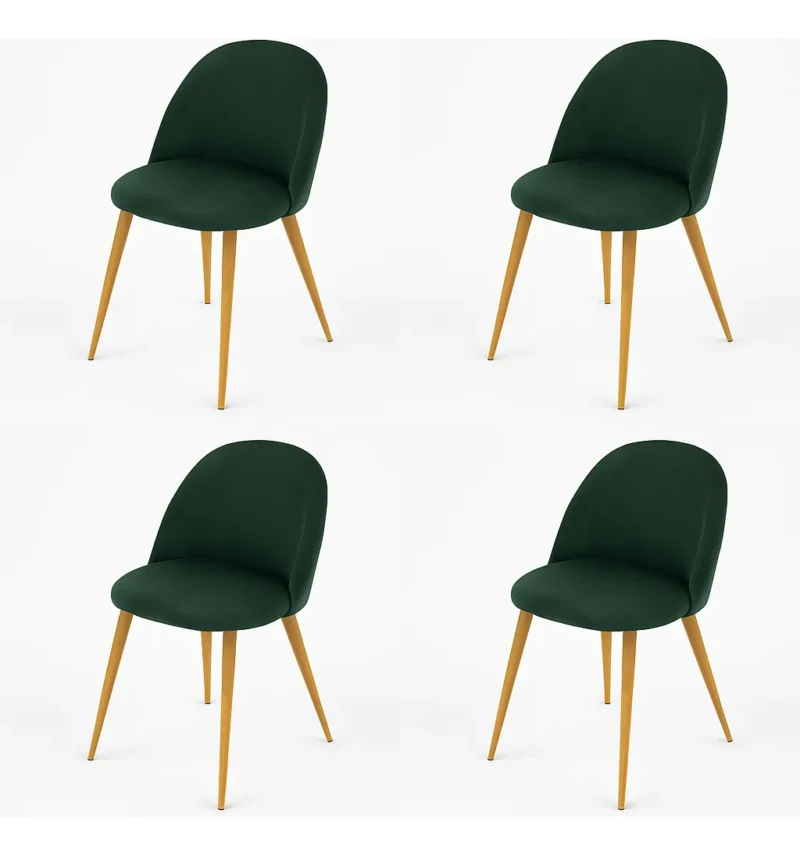 pack 4 Sillas thea verde ingles patas metalicas