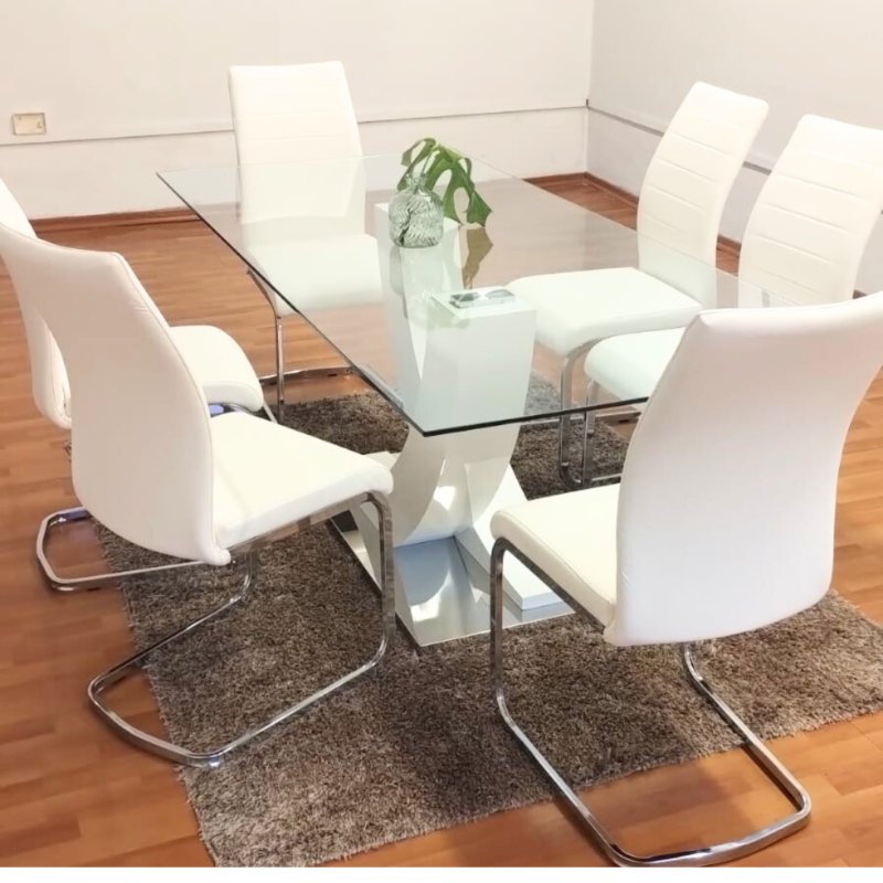 Mesa Dunna 200 + 6 sillas toronto blanca