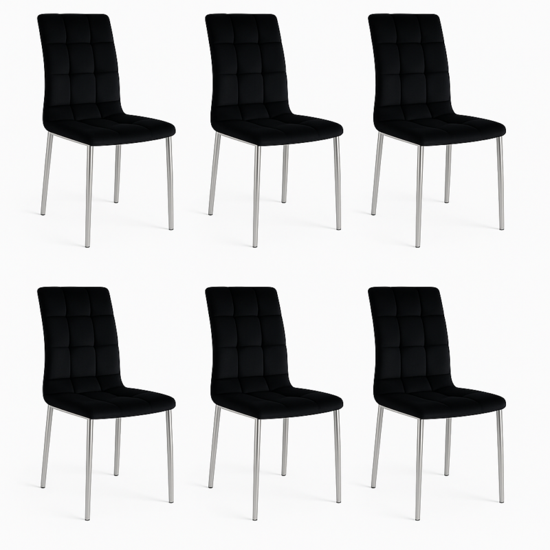 Pack x6 Sillas Velvet negras