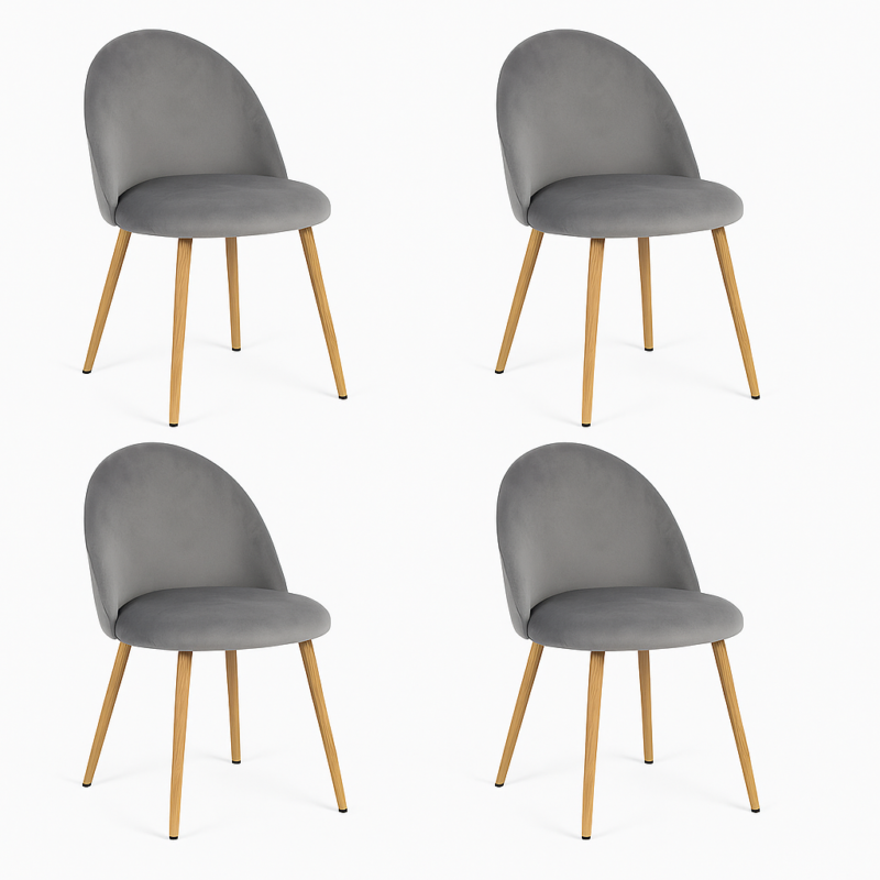 pack 4 Sillas thea gris patas metalicas