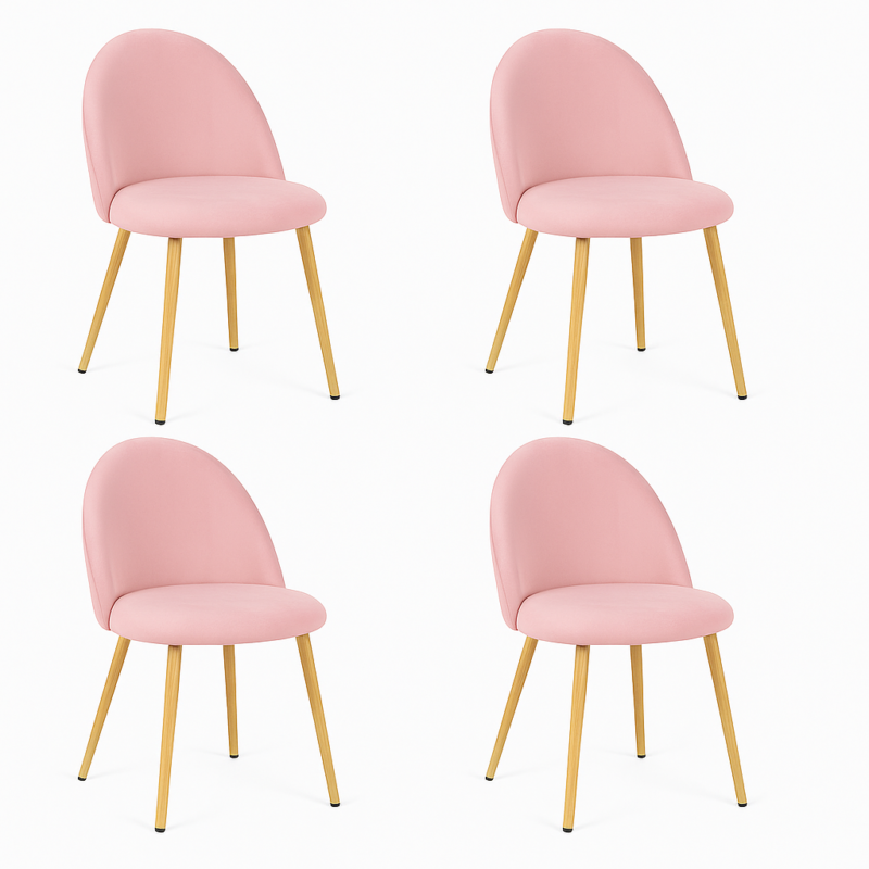 pack 4 Sillas thea rosa patas metalicas