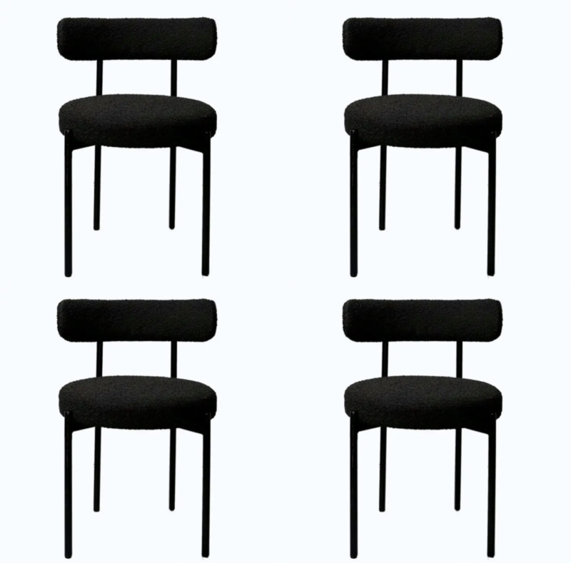 Pack de 4 sillas negras boucle