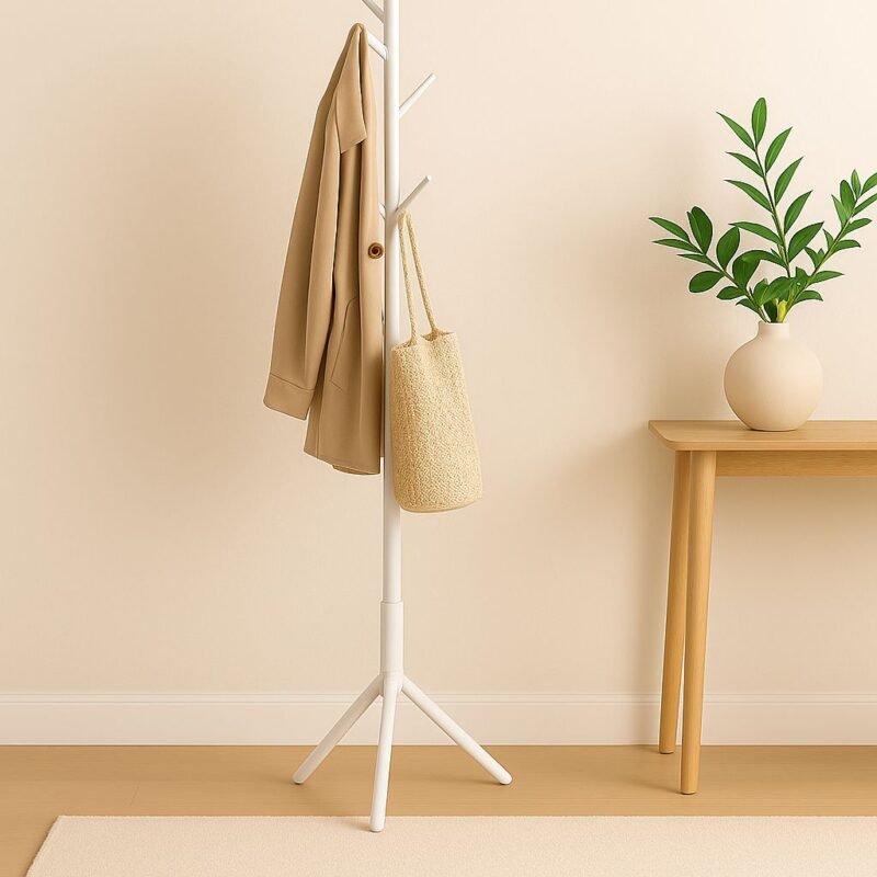 Perchero de Pie Trípode Blanco - Diseño Minimalista y Moderno