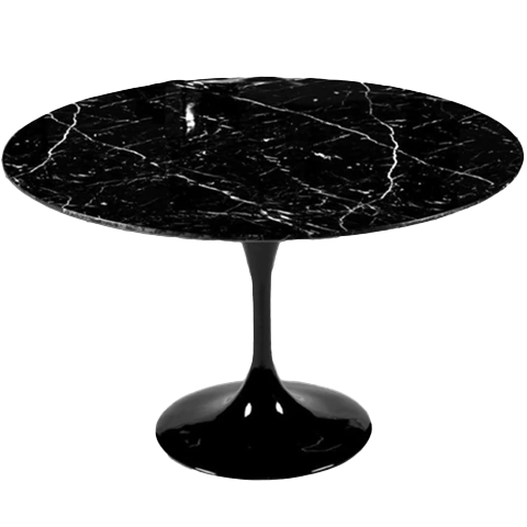 Mesa Tulip Negra 120 cm – Tapa Símil Mármol