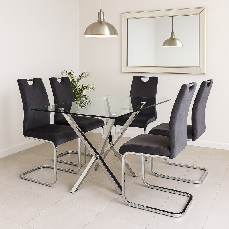 Silla becca gris oscuro pana x 4