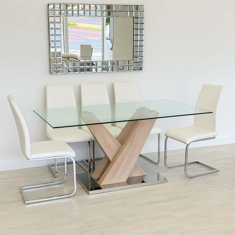 Mesa Victory natural + 4 sillas