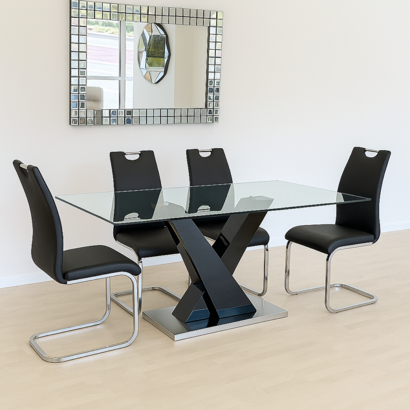 Mesa Victory negra 160*90 + 4 sillas