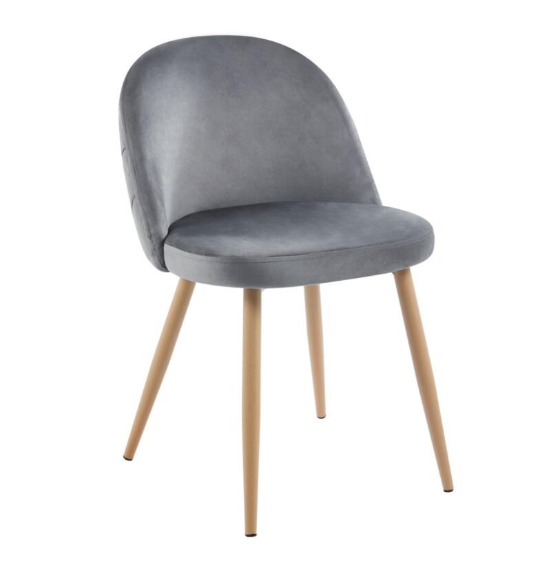 Conjunto Comedor Redondo – Vidrio + Sillas de Pana gris - Imagen 4