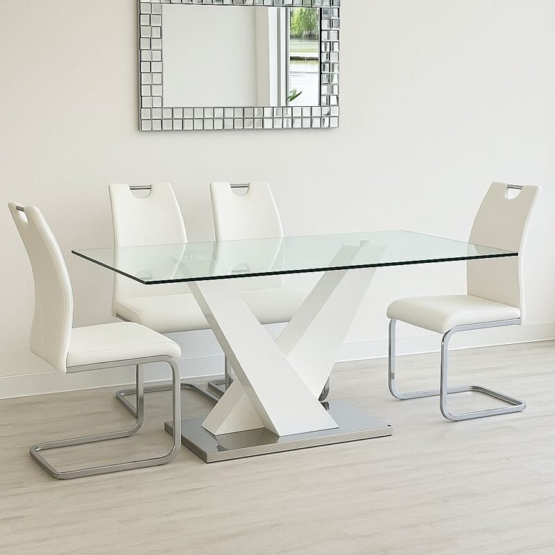 Mesa Victory blanca  + 4 sillas