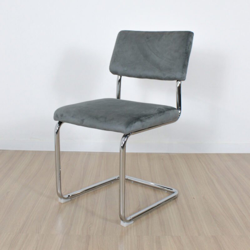 sillas roma pana gris  cromo