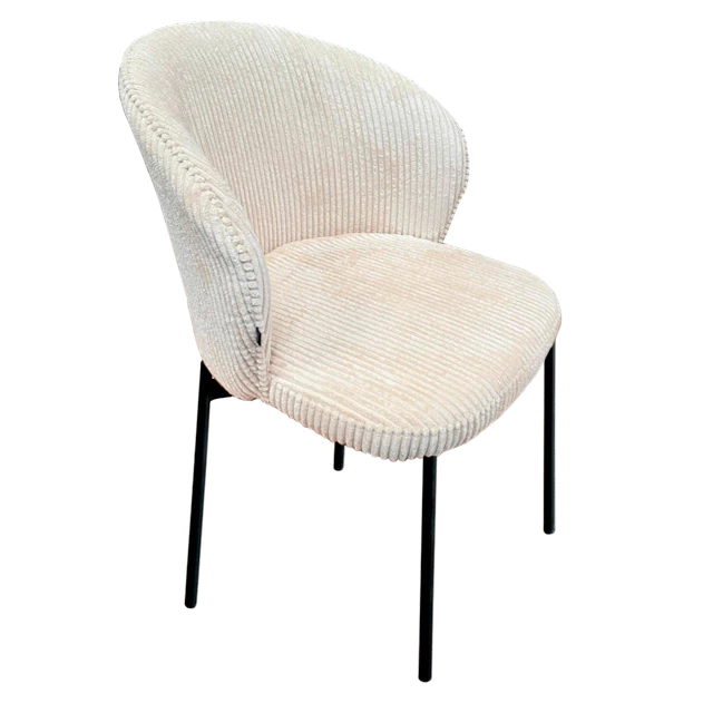 Silla Ambar  beige Corderoy Base negro x 4