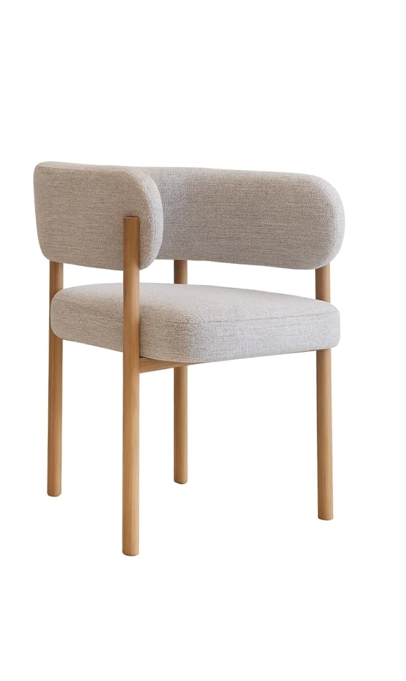 Silla Merida Chenille gris Base natural x 2