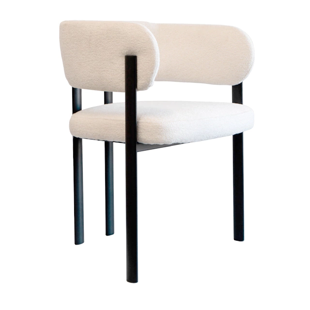 Silla Merida Chenille Natural Base Negra x 2