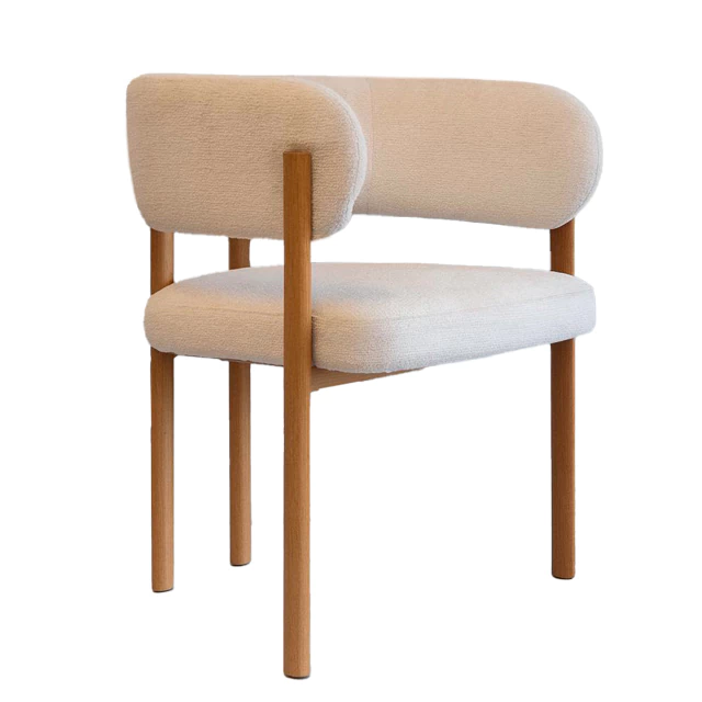 Silla Merida Chenille gris Base Natural x 2