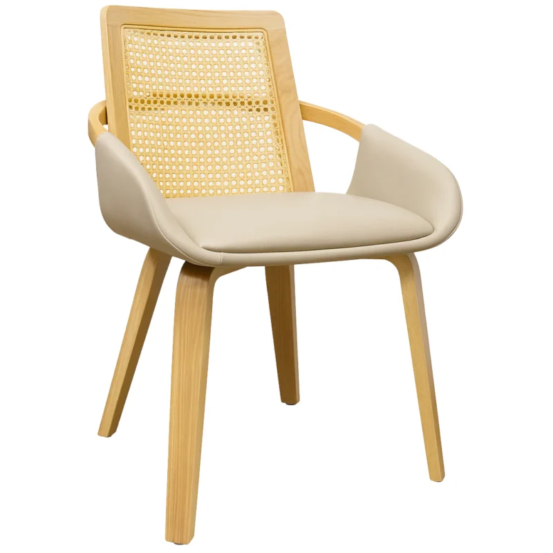 Silla Zenith Ecocuero Beige y Esterilla Natural x 4
