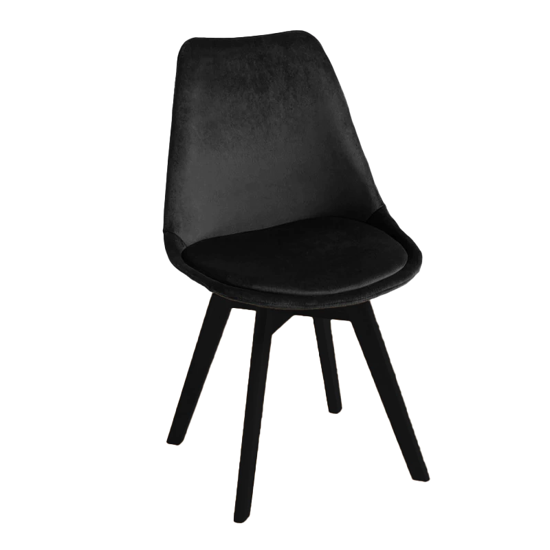 Silla tulip tapizada en pana black