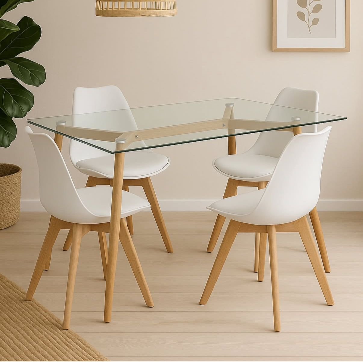 Mesa tulip 120x80 + 4 sillas tulip