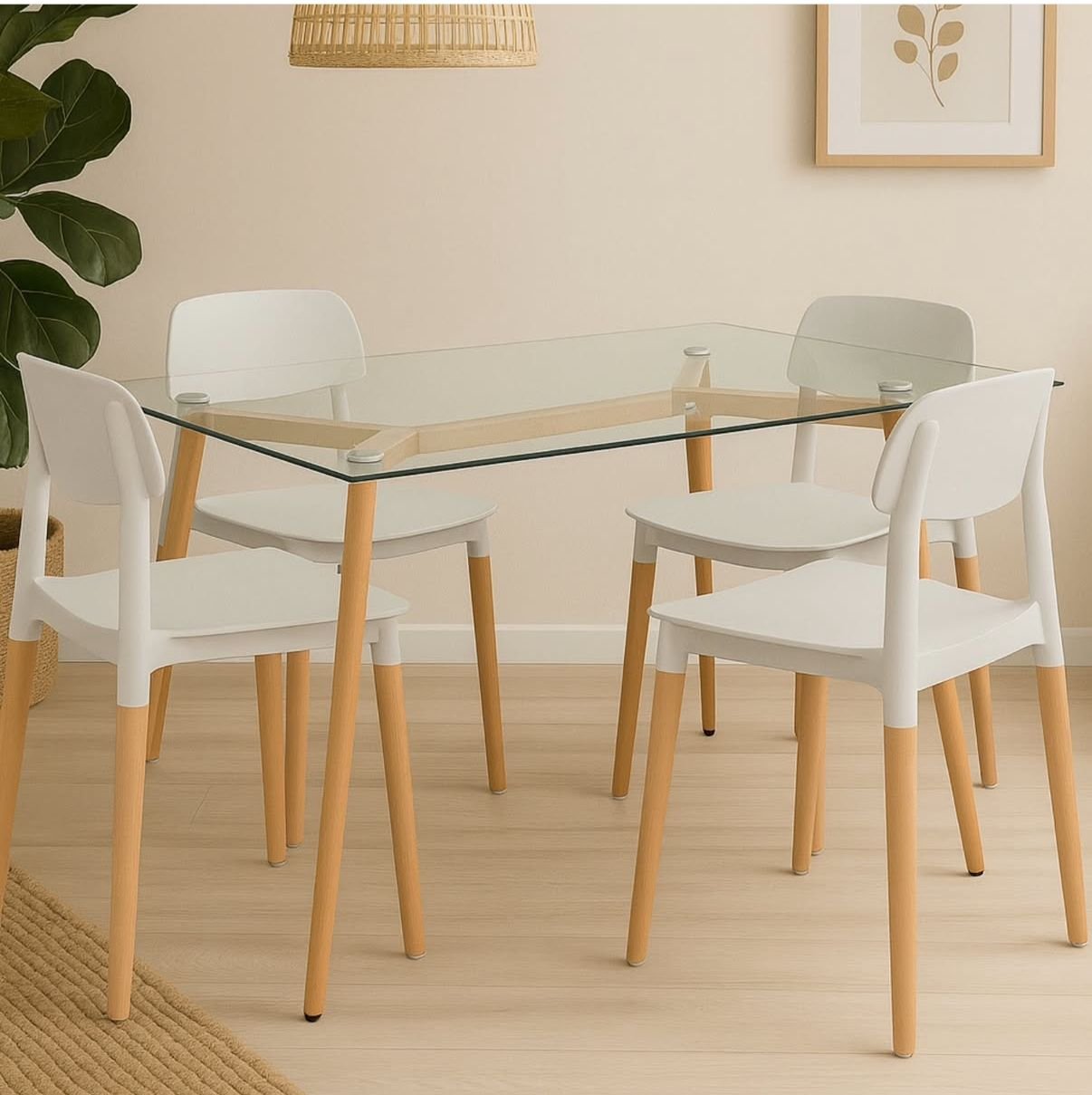 Mesa tulip 120x80 + 4 sillas milan