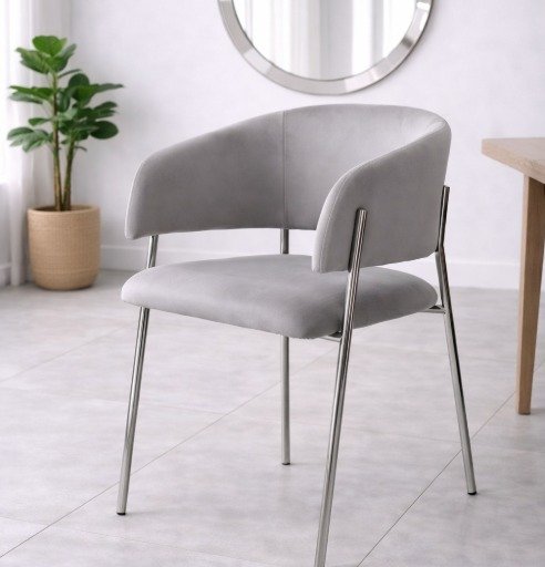 Silla Aura gris pana 4unid cromo