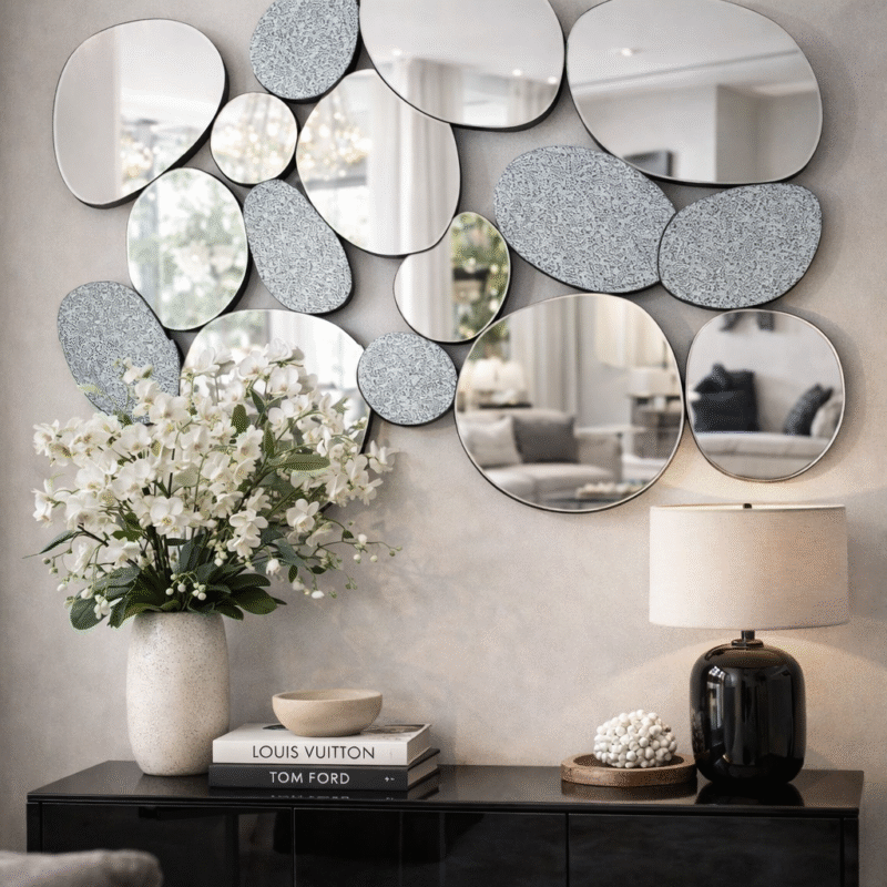 Espejo Decorativo Orgánico con Diseño Tipo Piedras