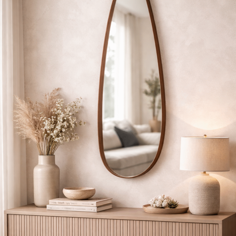 Espejo Decorativo Gota con Marco en Madera