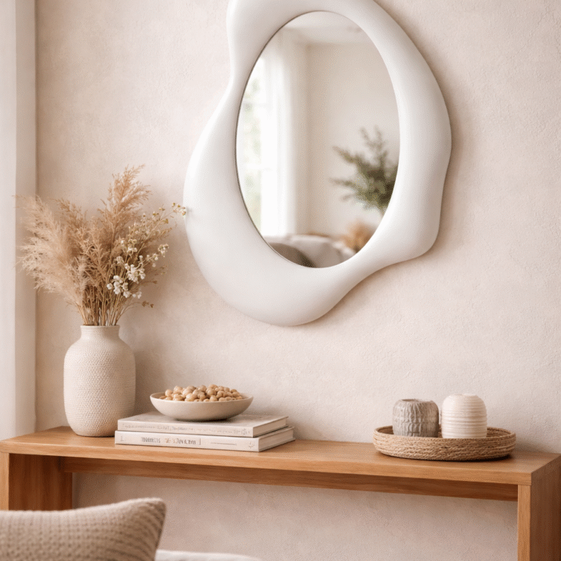 Espejo Decorativo Orgánico Blanco Estilo Moderno