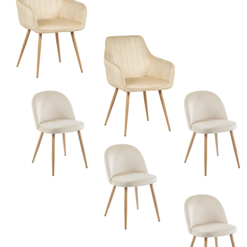 Pack 2 Sillones + 4 sillas pana beige