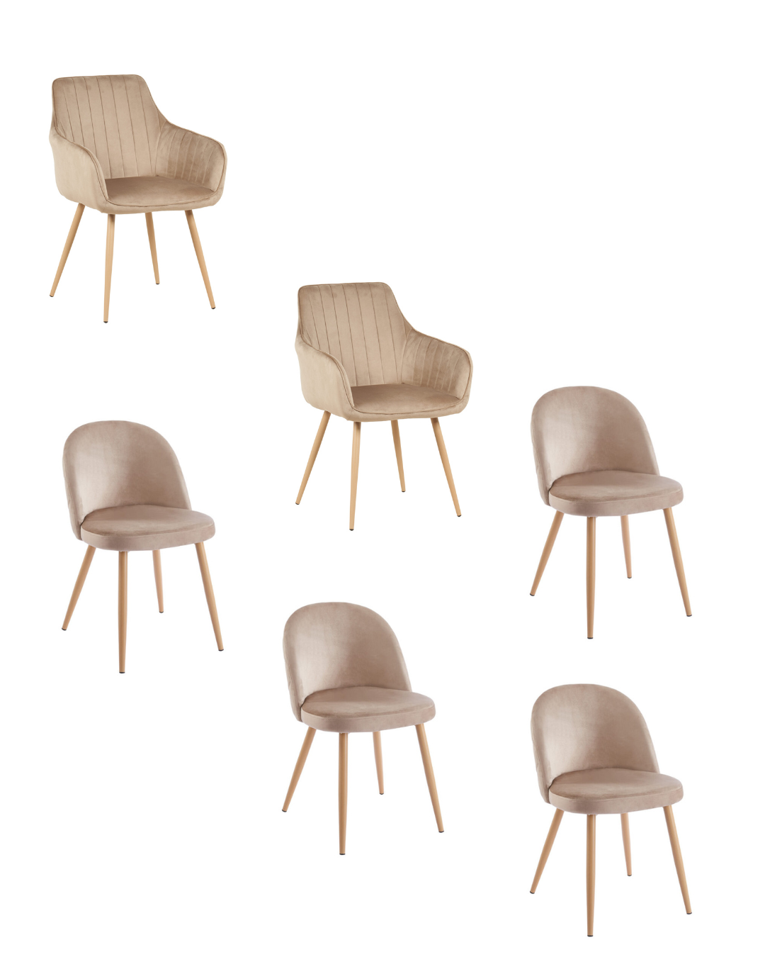 Pack 2 Sillones + 4 sillas pana Taupe