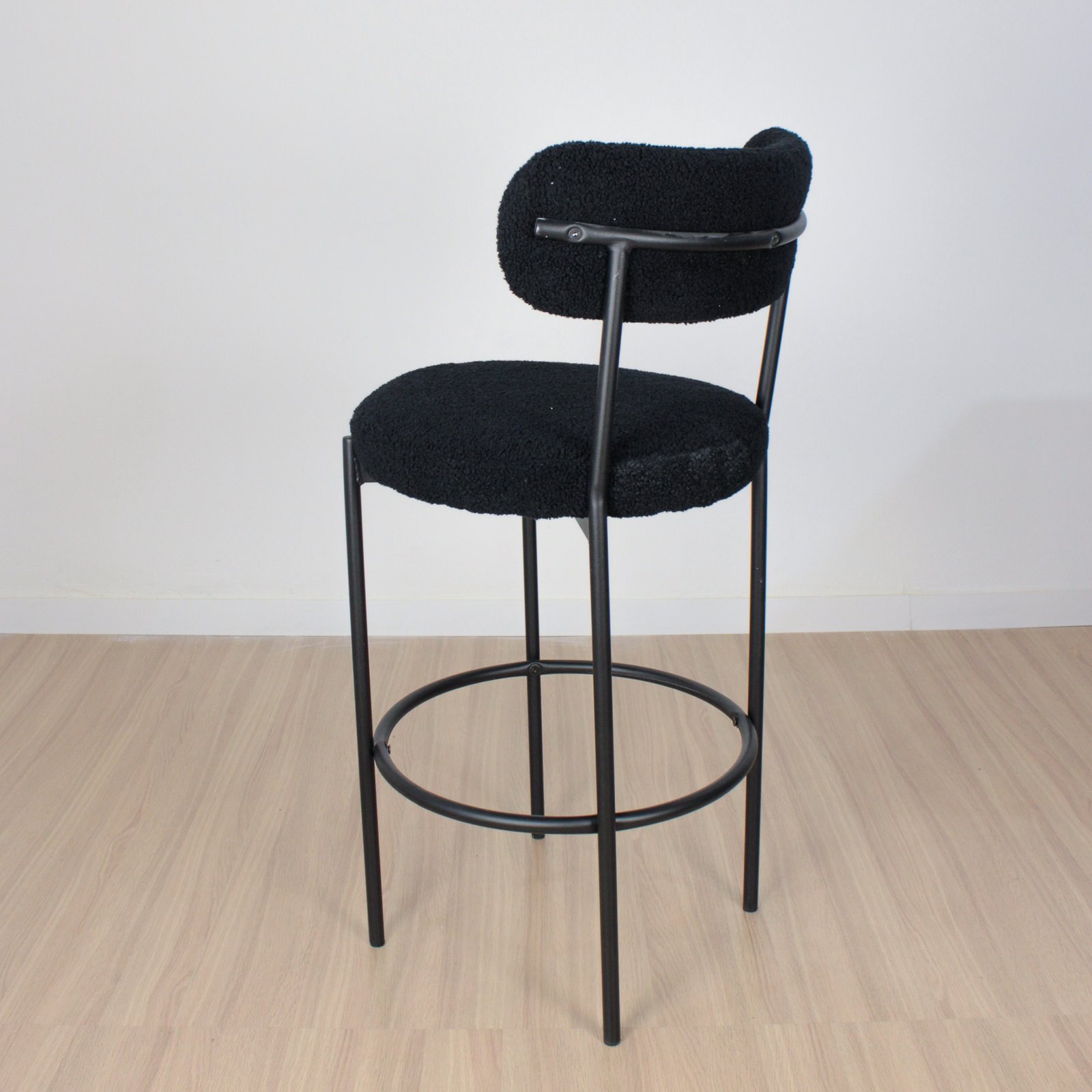 Banqueta bouclé con estructura negra - 2 unid - Imagen 3