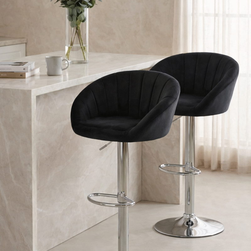 Banqueta Toscana pana negra - 2 unid