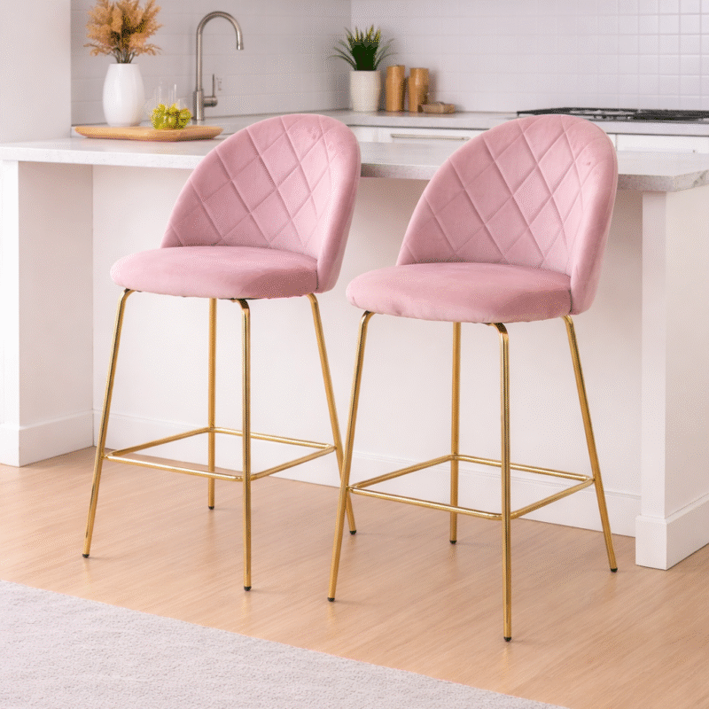 Banqueta rosa gold pana - 2 unid