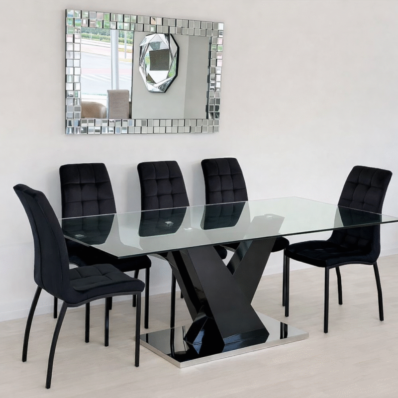 Mesa Vic 180x90 + 6 sillas Concept black