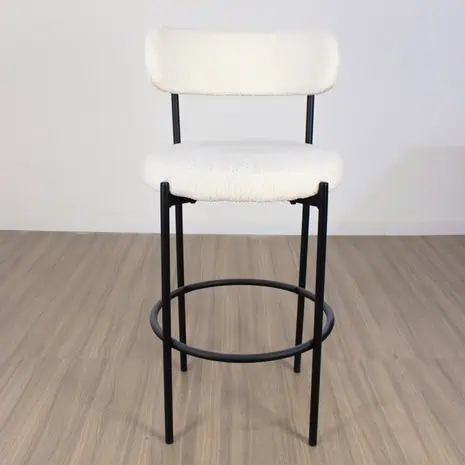 Banqueta bouclé con estructura negra - 2 unid - Imagen 2